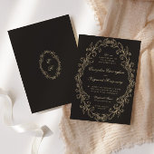 Romantic Baroque Ornate Frame Black Wedding Einladung