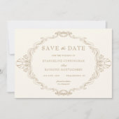 Romantic Baroque Ornate Frame Photo Save The Date (Vorderseite)