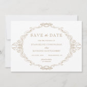 Romantic Baroque Ornate Frame Photo Save The Date (Vorderseite)