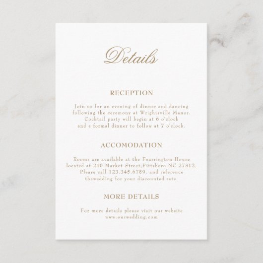 Romantic Baroque Ornate Frame Wedding Details Begleitkarte (Vorderseite)