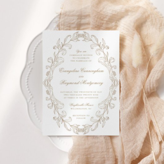 Romantic Baroque Ornate Frame Wedding Einladung