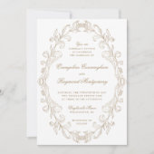 Romantic Baroque Ornate Frame Wedding Einladung (Vorderseite)