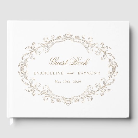 Romantic Baroque Ornate Frame Wedding Gästebuch (Vorderseite)