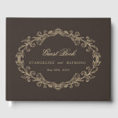 Romantic Baroque Ornate Frame Wedding Gästebuch (Vorderseite)