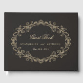 Romantic Baroque Ornate Frame Wedding Gästebuch (Vorderseite)