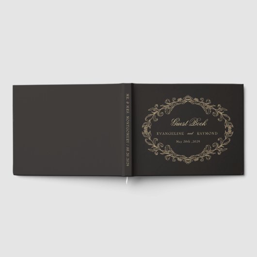 Romantic Baroque Ornate Frame Wedding Gästebuch (Voll)