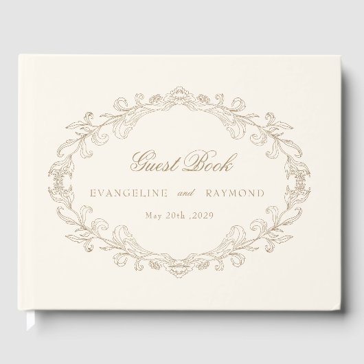 Romantic Baroque Ornate Frame Wedding Gästebuch (Vorderseite)
