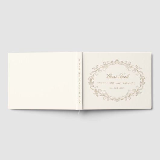 Romantic Baroque Ornate Frame Wedding Gästebuch (Voll)