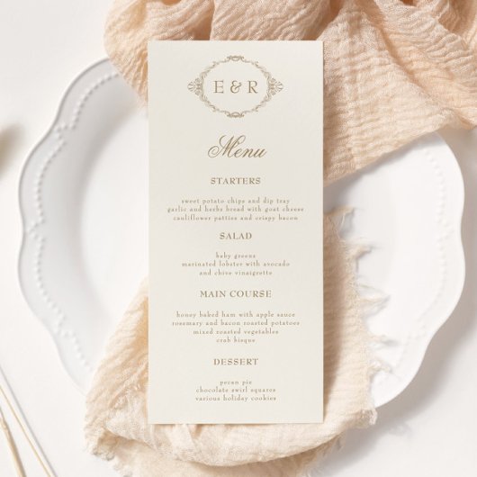 Romantic Baroque Ornate Frame Wedding Invitation Menükarte