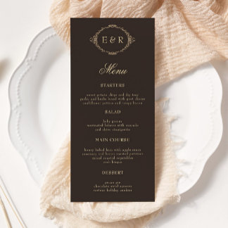 Romantic Baroque Ornate Frame Wedding Menu Card Menükarte