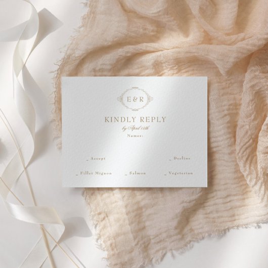 Romantic Baroque Ornate Frame Wedding RSVP Karte