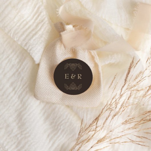 Romantic Baroque Ornate Frame Wedding Runder Aufkleber