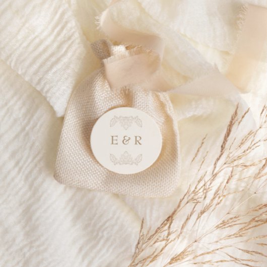 Romantic Baroque Ornate Frame Wedding Runder Aufkleber