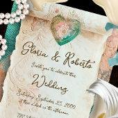 Romantic Baroque Scroll Sacred Heart Einladung