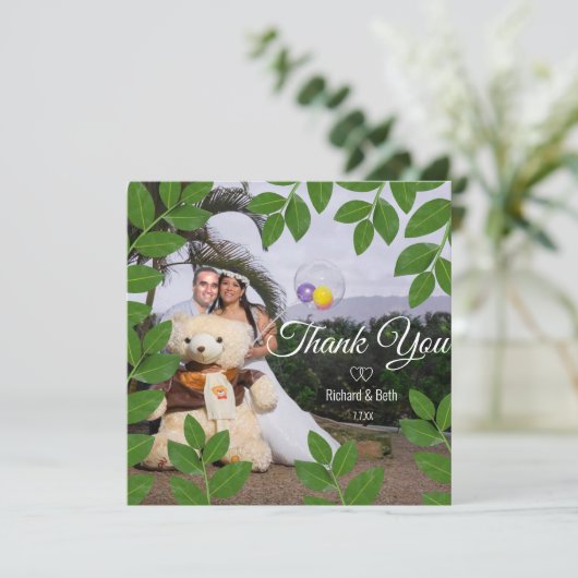 Romantic Bay Blätter Vielen Dank für Ihre Hochzeit (Stehend Vorderseite)