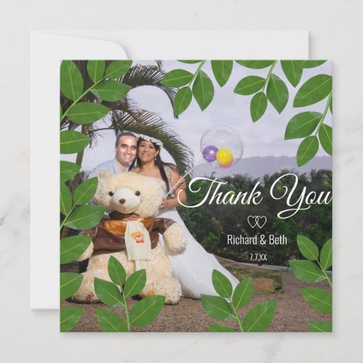 Romantic Bay Blätter Vielen Dank für Ihre Hochzeit (Vorderseite)