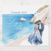 Romantic Beach Bride & Groom Wedding Schaumweinetikett (Einzelnes Label)