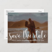 Romantic Beach Foto Typografie 30 Save the Date 1 Ankündigungspostkarte (Vorne/Hinten)