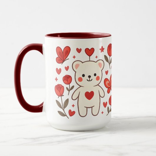 Romantic Bear Heart Ceramic Mug Tasse (Links)