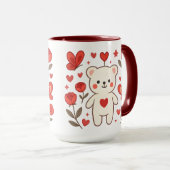 Romantic Bear Heart Ceramic Mug Tasse (VorderseiteRechts)