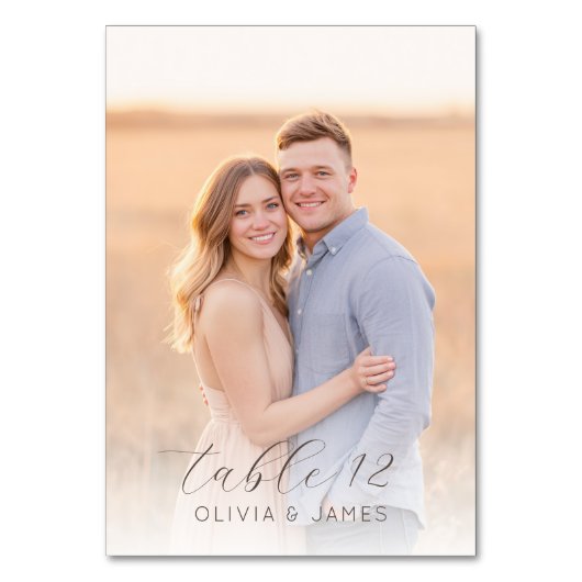 Romantic Beige Blue Photo Tischnummer (Rückseite)