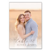 Romantic Beige Blue Photo Tischnummer (Vorderseite)