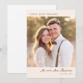 Romantic Beige Elegant Photo Dankeskarte (Vorne/Hinten)