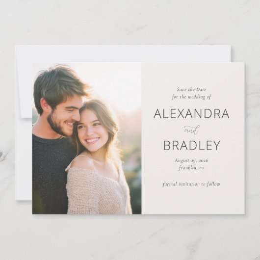 Romantic Beige Elegant Photo Save The Date (Vorderseite)