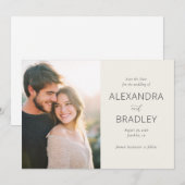 Romantic Beige Elegant Photo Save The Date (Vorne/Hinten)