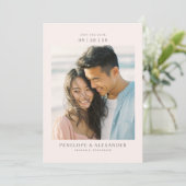 Romantic Beige Minimalist Photo Save The Date (Stehend Vorderseite)