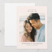 Romantic Beige Minimalist Photo Save The Date (Vorne/Hinten)