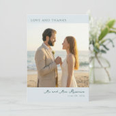Romantic Beige Naturalistic Photo Dankeskarte (Stehend Vorderseite)