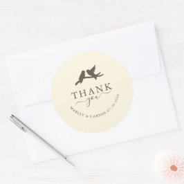 Romantic Birds Classic Wedding Thank You Runder Aufkleber
