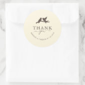Romantic Birds Classic Wedding Thank You Runder Aufkleber (Tasche)