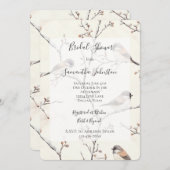 Romantic Birds in a Tree Bridal Shower Einladung (Vorne/Hinten)