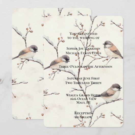 Romantic Birds in a Tree Wedding Einladung (Vorne/Hinten)
