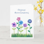 Romantic Birthday Card with French Greeting Karte (Gelbe Blume)