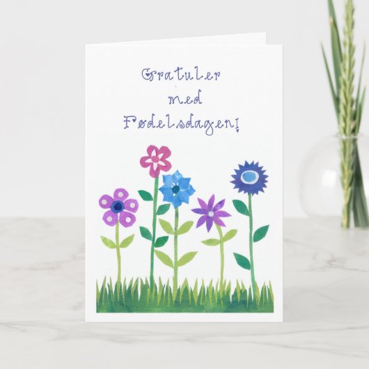 Romantic Birthday Card with Norwegian Greeting Karte (Vorderseite)