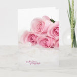 romantic birthday-pink roses on fur karte<br><div class="desc">pink rose bouquet and pearls on white fur for birthday for love</div>