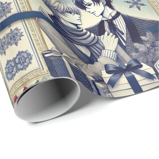 Romantic BL Manga Christmas Wrapping Paper Geschenkpapier (Rolleneckpunkt)