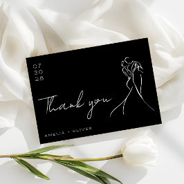 Romantic Black and White Lovely Modern Wedding Dankeskarte