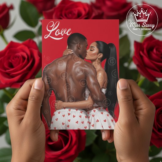 Romantic Black Couple Valentine’s Day Karte