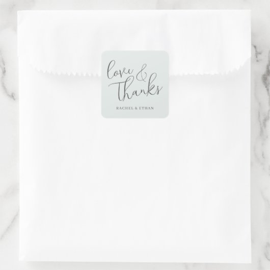 Romantic Black Cursive Love Thanks Sticker (Tasche)