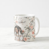 Romantic Black Lady Peach Roses Floral Kaffeetasse (VorderseiteRechts)