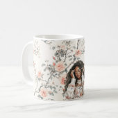 Romantic Black Lady Peach Roses Floral Kaffeetasse (Vorderseite Links)