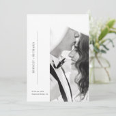 Romantic Black Tie Photo Wedding Einladung (Stehend Vorderseite)