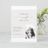 Romantic Black Tie Photo Wedding Einladung (Stehend Vorderseite)