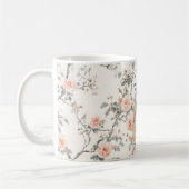 Romantic Blond Hair Girl Peach Roses Floral Kaffeetasse (Links)