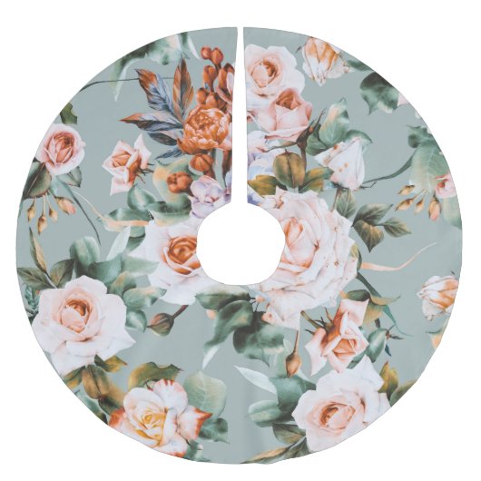 Romantic Blossom Haven Polyester Weihnachtsbaumdecke (Vorderseite)