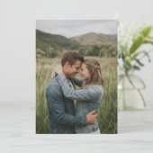 Romantic Blue Denim Photo Einladung (Stehend Vorderseite)